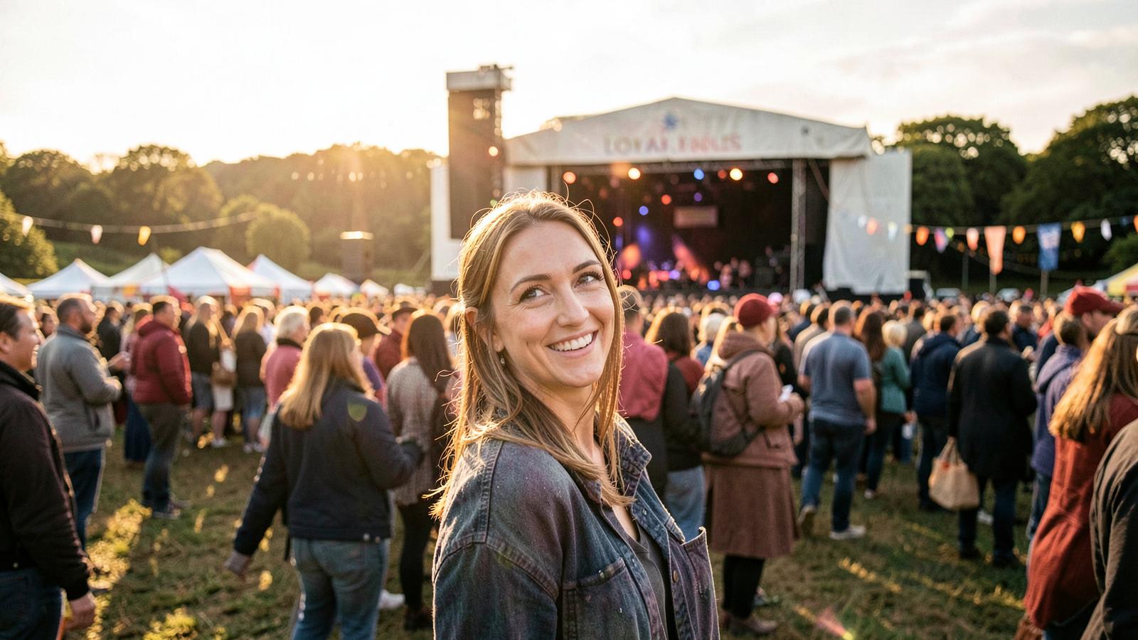 A woman enjoying a UK country festival on her own